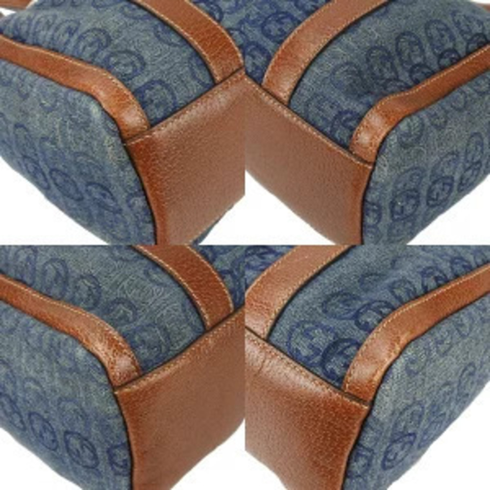 Gucci Blue GG Shoulder Bag Navy Leather Denim Handbag - Picture 4 of 8